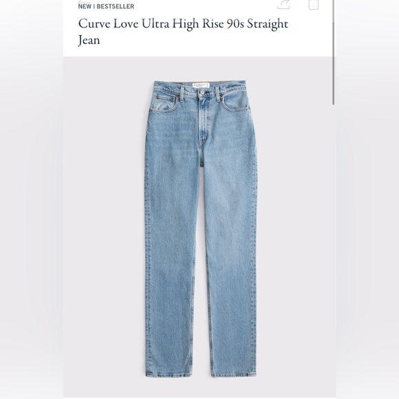 Abercrombie 90s Straight Ultra High Rise 26 2 XS Curve Love Light Wash - Picture 2 of 6